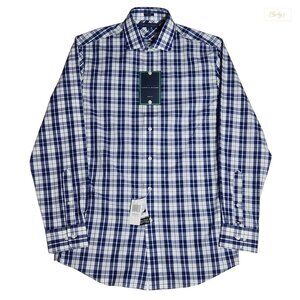 NEW Tommy Hilfiger Long Sleeve White/Blue Squares Shirt Sz32-33(ID51)